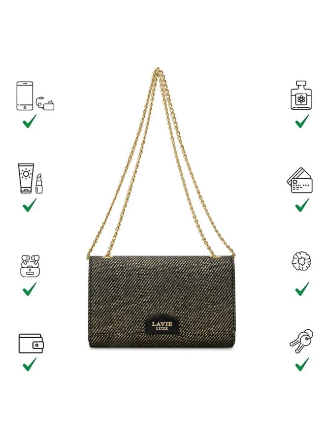 Lavie  Luxe Women's Glam Lauren Flap Sling (Black) for Women | Best Price UAE